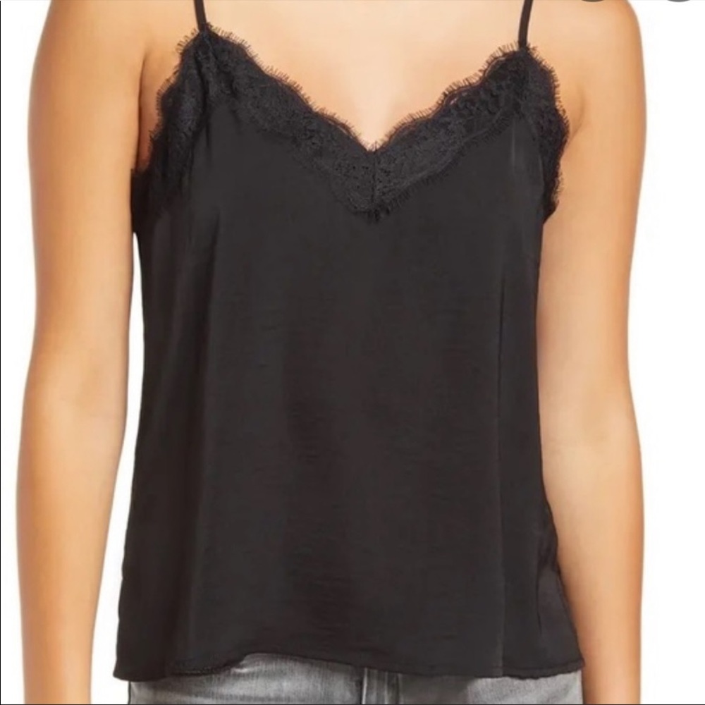 NORDSTROM BP Satin Lace Cami in Black w/ adj Straps